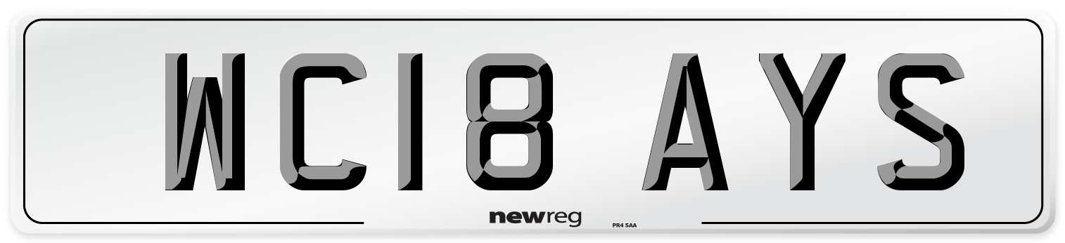 WC18 AYS Number Plate from New Reg